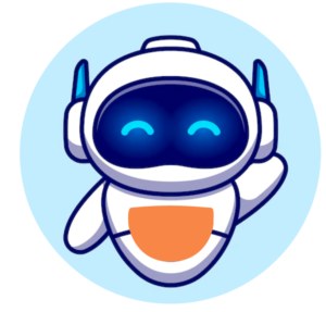 Gini robot with orange body and blue eyes