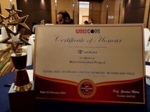 certificate and trophy for Most Innovative Project 2023